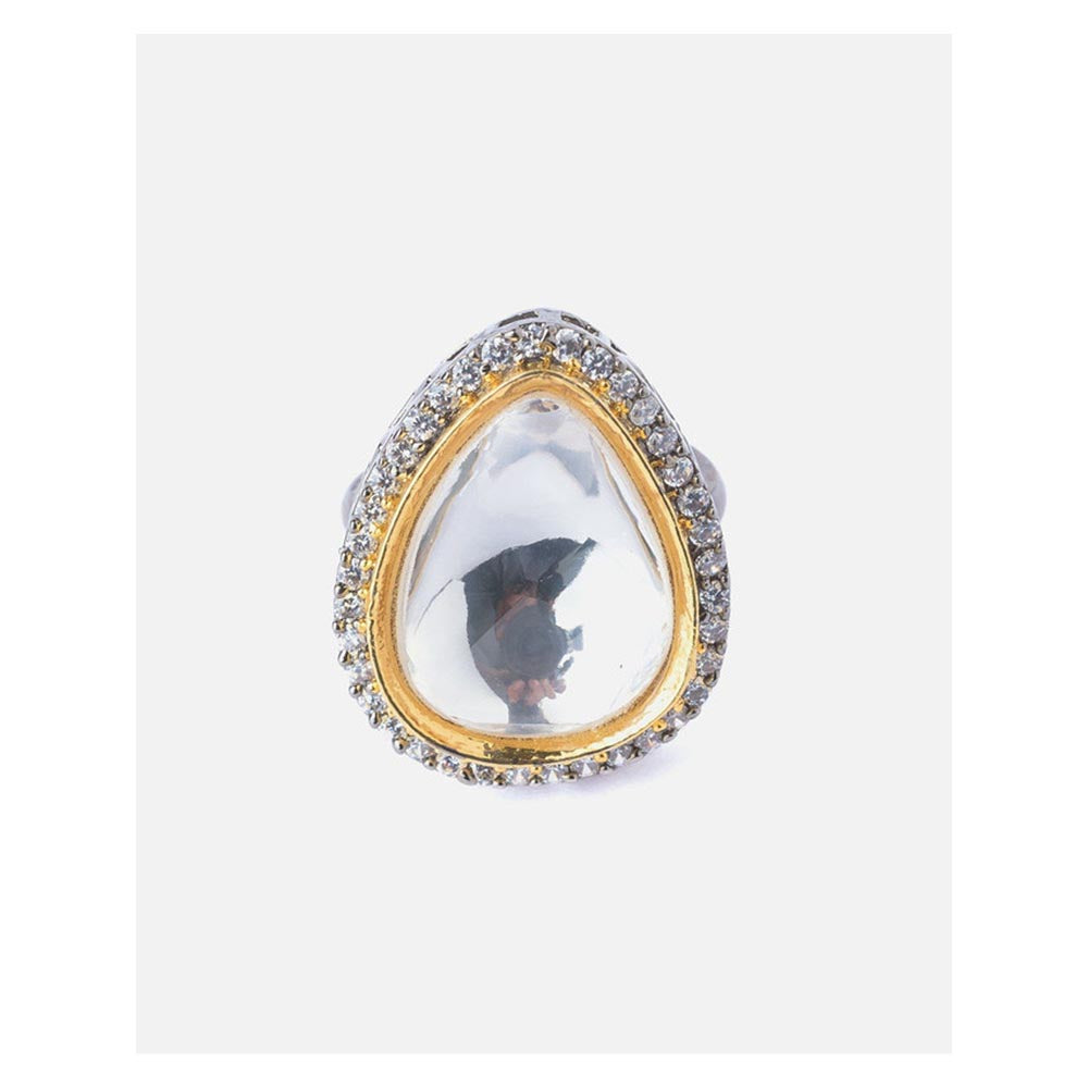 VIVINIA By Vidhi Mehra Silver Plated Womens Zircon Adjustable Ring