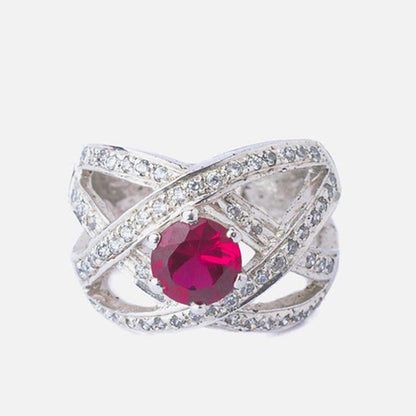 VIVINIA By Vidhi Mehra Silver Plated Pink Womens Zircon Ring