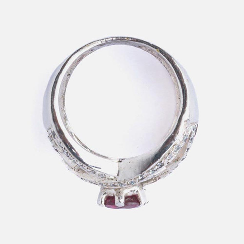 VIVINIA By Vidhi Mehra Silver Plated Pink Womens Zircon Ring