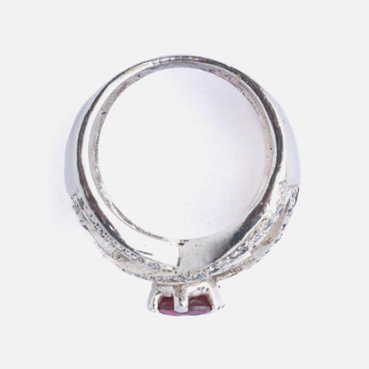 VIVINIA By Vidhi Mehra Silver Plated Pink Womens Zircon Ring