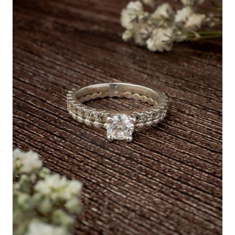 VIVINIA By Vidhi Mehra Zia 2.0 Silver Plated Womens Zircon Ring