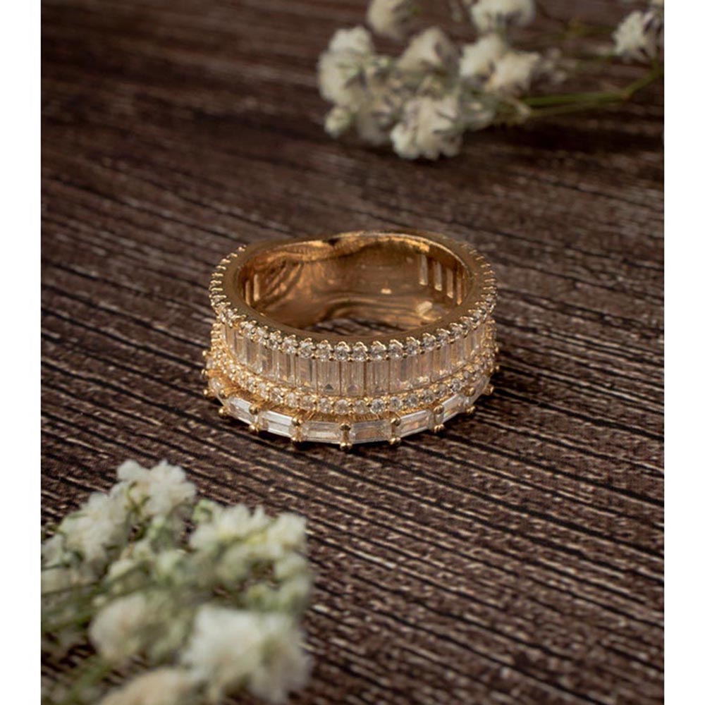 VIVINIA By Vidhi Mehra Zia 2.0 Gold Plated Womens Zircon Ring