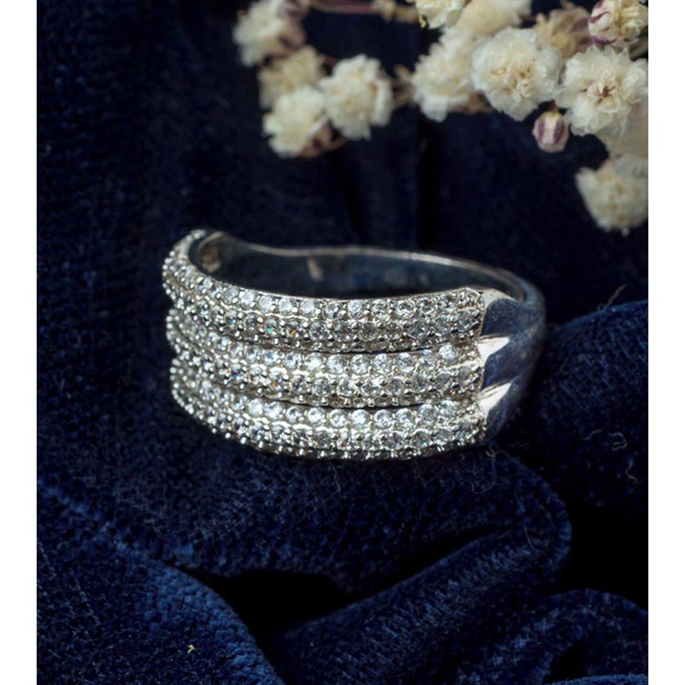 VIVINIA By Vidhi Mehra Silver Plated Womens Zircon Ring