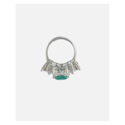 VIVINIA By Vidhi Mehra Silver Plated Green Womens Zircon Adjustable Ring