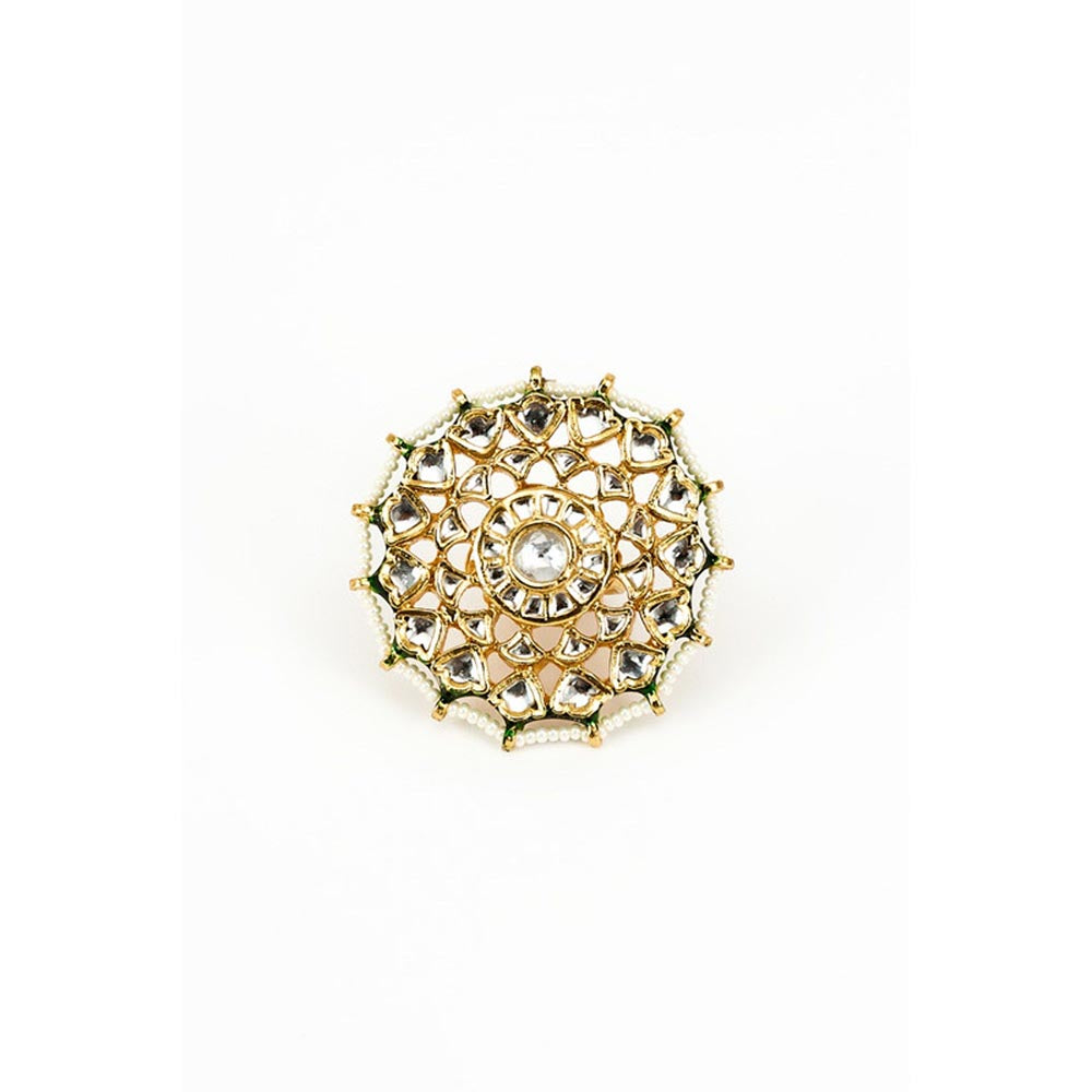 VIVINIA By Vidhi Mehra Saadgi Gold Plated Kundan Polki Womens Ring
