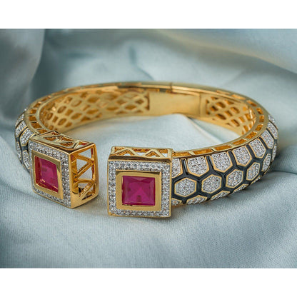 VIVINIA By Vidhi Mehra Florence Gold Plated Red Womens Kada
