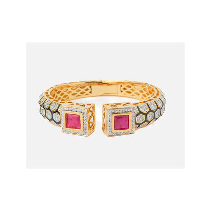 VIVINIA By Vidhi Mehra Florence Gold Plated Red Womens Kada