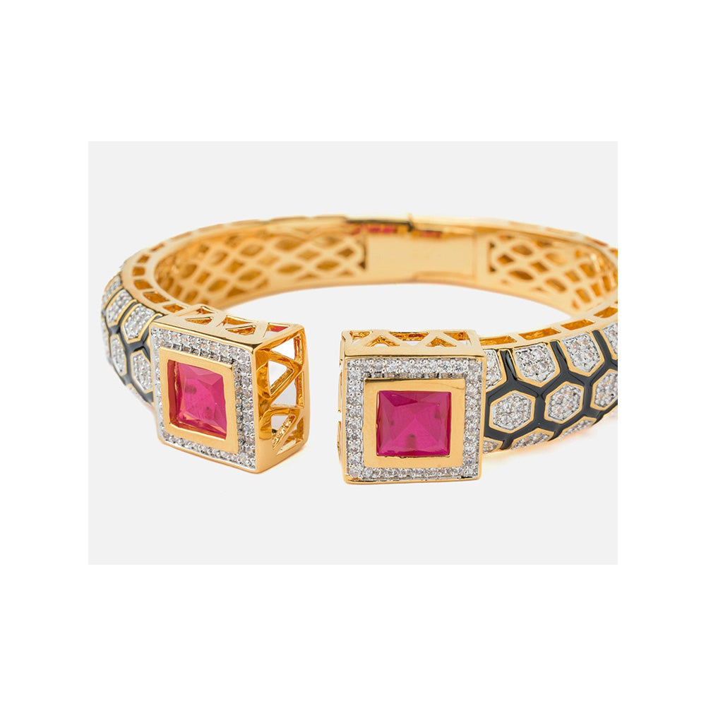 VIVINIA By Vidhi Mehra Florence Gold Plated Red Womens Kada