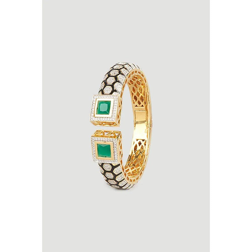 VIVINIA By Vidhi Mehra Florence Gold Plated Green Womens Kada