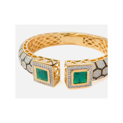 VIVINIA By Vidhi Mehra Florence Gold Plated Green Womens Kada