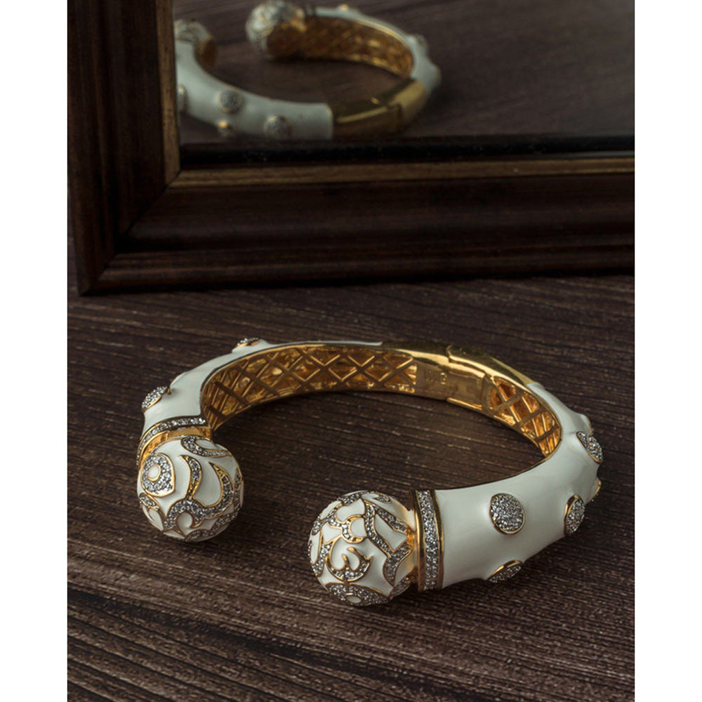 VIVINIA By Vidhi Mehra Gold Plated White Synthetic Stone Womens Kada