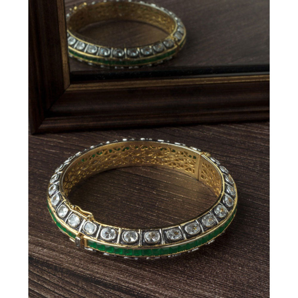 VIVINIA By Vidhi Mehra Gold Plated Green Synthetic Stone Womens Kada