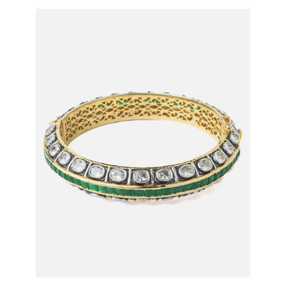 VIVINIA By Vidhi Mehra Gold Plated Green Synthetic Stone Womens Kada