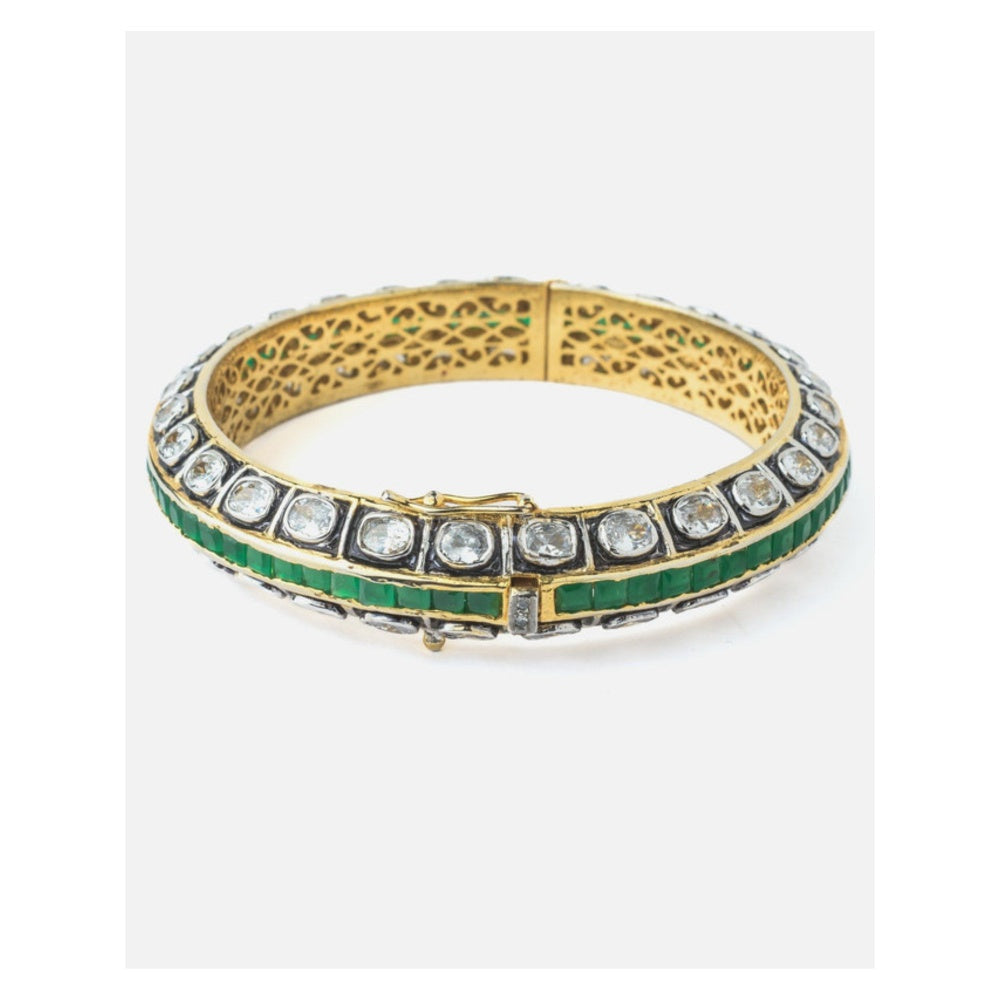 VIVINIA By Vidhi Mehra Gold Plated Green Synthetic Stone Womens Kada