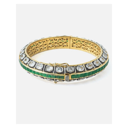 VIVINIA By Vidhi Mehra Gold Plated Green Synthetic Stone Womens Kada