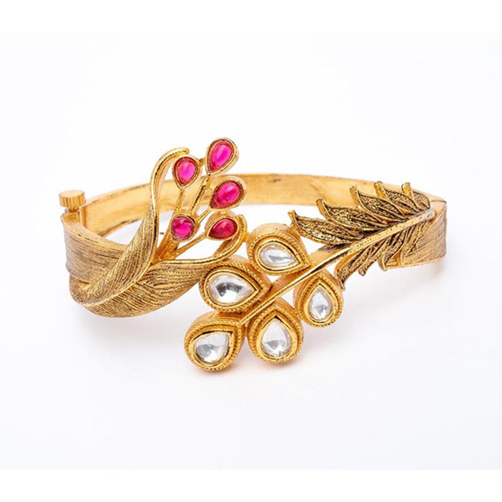 VIVINIA By Vidhi Mehra Gold Plated Pink Womens Kada