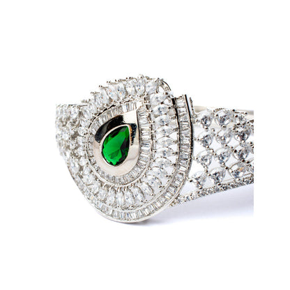 VIVINIA By Vidhi Mehra Silver Plated Green Womens Kada