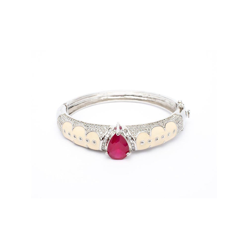 VIVINIA By Vidhi Mehra Silver Plated Pink Womens Kada