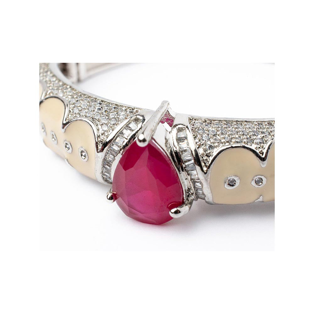 VIVINIA By Vidhi Mehra Silver Plated Pink Womens Kada
