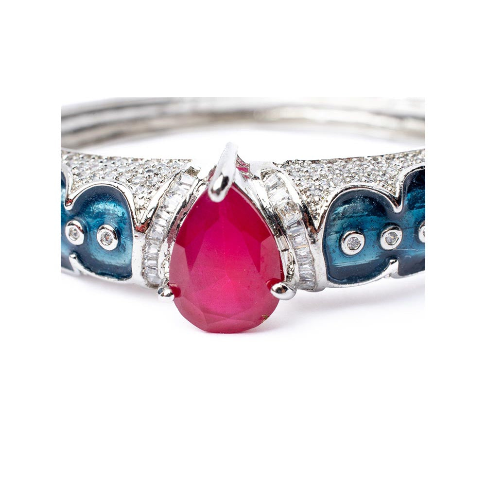 VIVINIA By Vidhi Mehra Silver Plated Pink Womens Kada