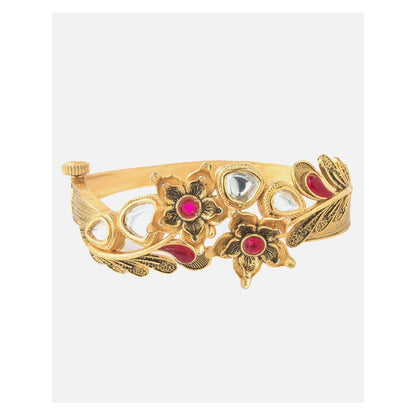 VIVINIA By Vidhi Mehra Gold Plated Red Synthetic Stone Womens Kada