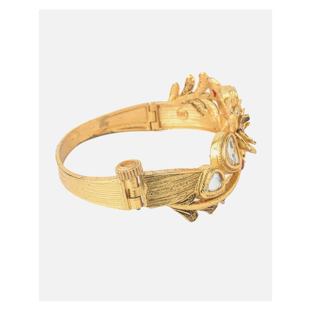 VIVINIA By Vidhi Mehra Gold Plated Red Synthetic Stone Womens Kada
