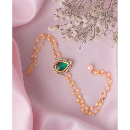 VIVINIA By Vidhi Mehra Gold Plated Green Womens Beaded Bracelet