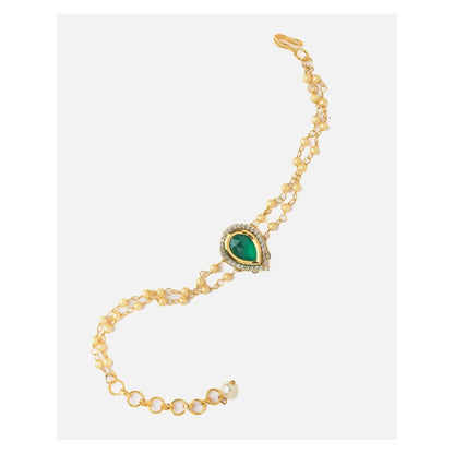 VIVINIA By Vidhi Mehra Gold Plated Green Womens Beaded Bracelet