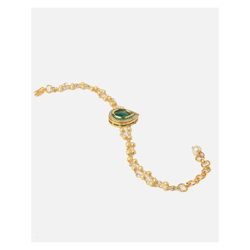 VIVINIA By Vidhi Mehra Gold Plated Green Womens Beaded Bracelet