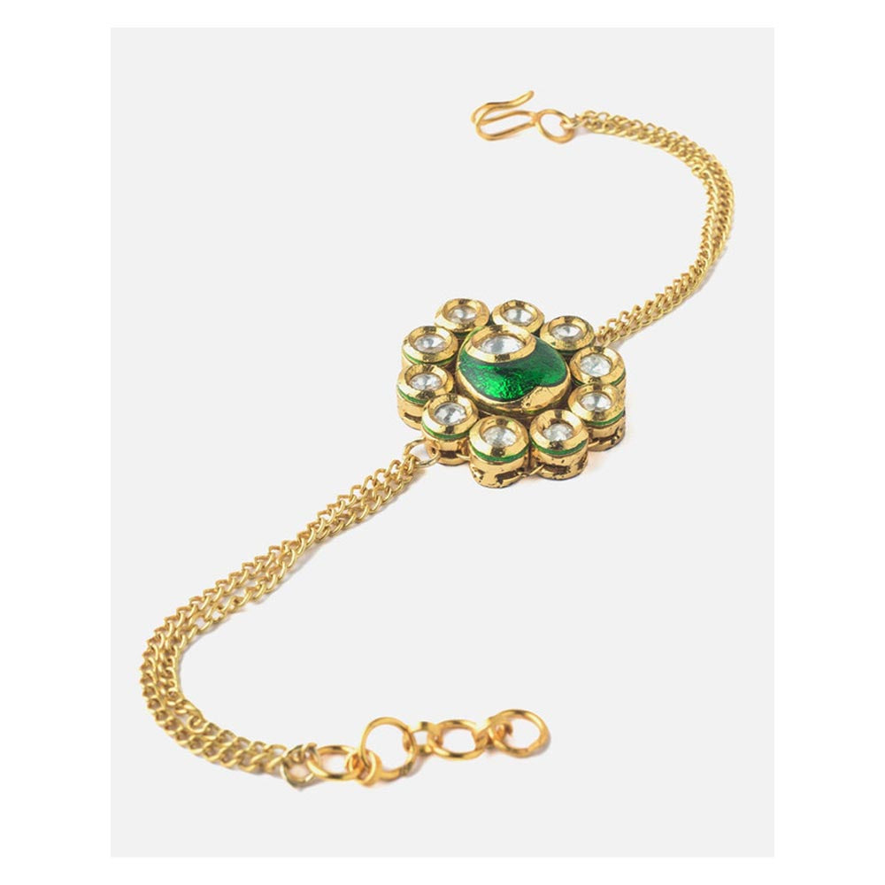 VIVINIA By Vidhi Mehra Gold Plated Green Kundan Polki Womens Bracelet