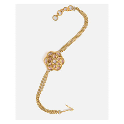VIVINIA By Vidhi Mehra Gold Plated Pink Womens Kundan And Polki Bracelet