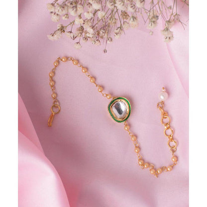 VIVINIA By Vidhi Mehra Gold Plated Green Womens Beaded Bracelet