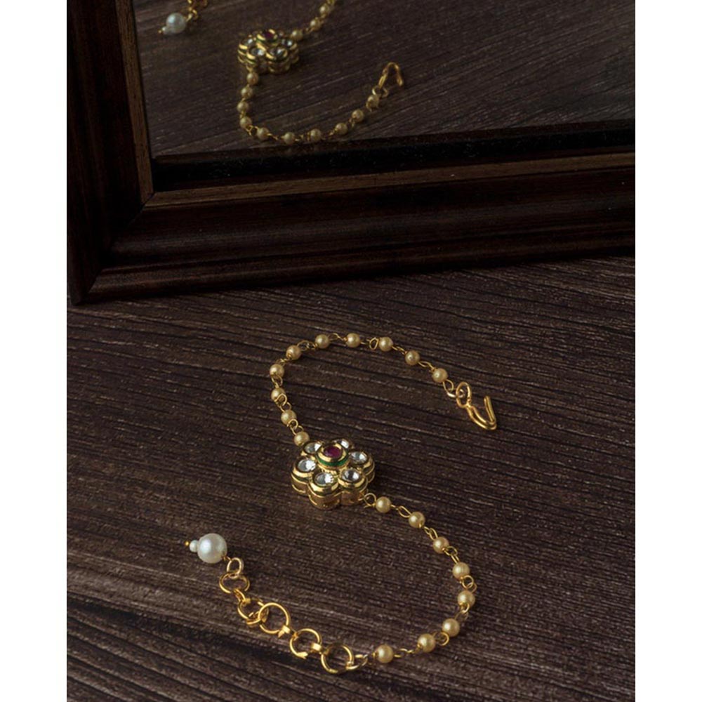 VIVINIA By Vidhi Mehra Gold Plated Red Kundan Polki Womens Bracelet