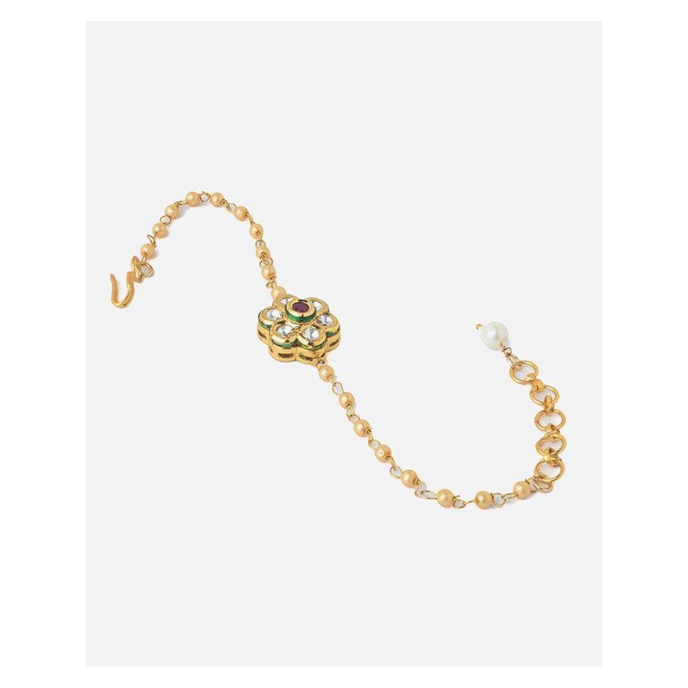 VIVINIA By Vidhi Mehra Gold Plated Red Kundan Polki Womens Bracelet