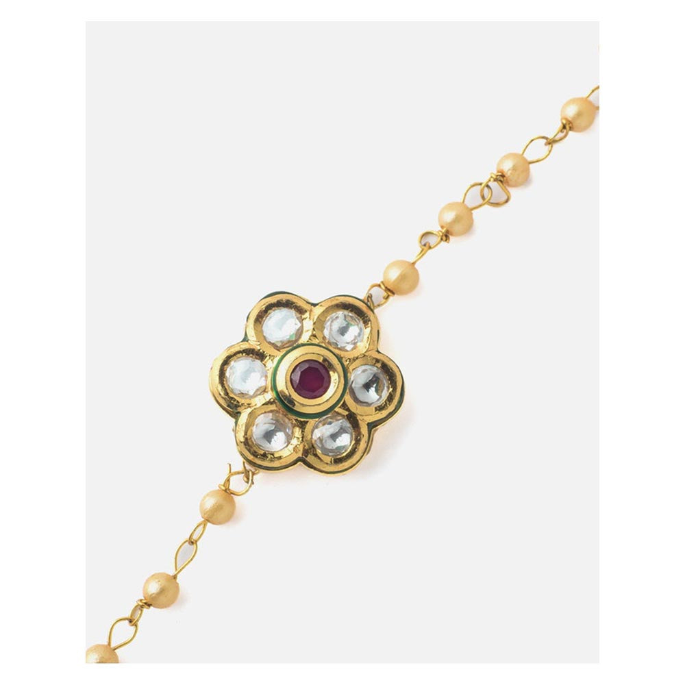 VIVINIA By Vidhi Mehra Gold Plated Red Kundan Polki Womens Bracelet