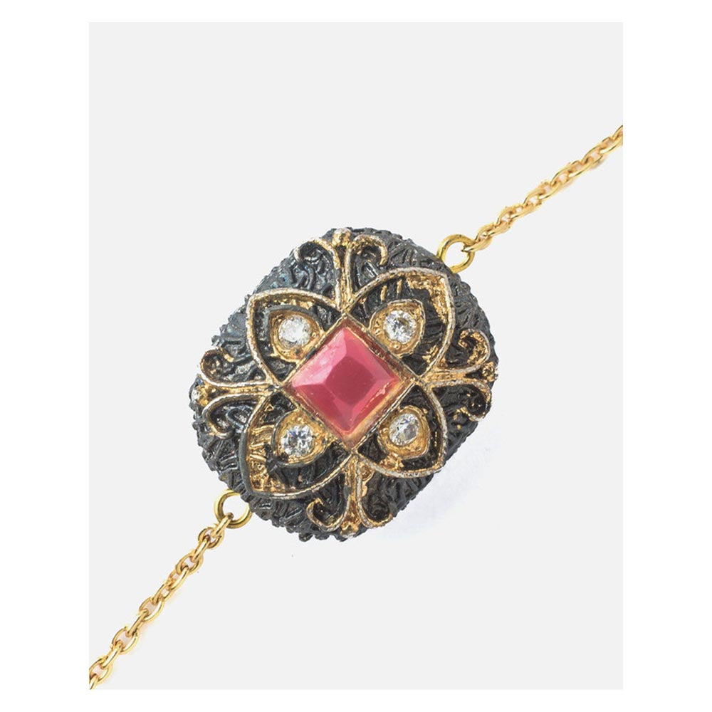 VIVINIA By Vidhi Mehra Gold Plated Multi Colored Synthetic Stone Womens Bracelet