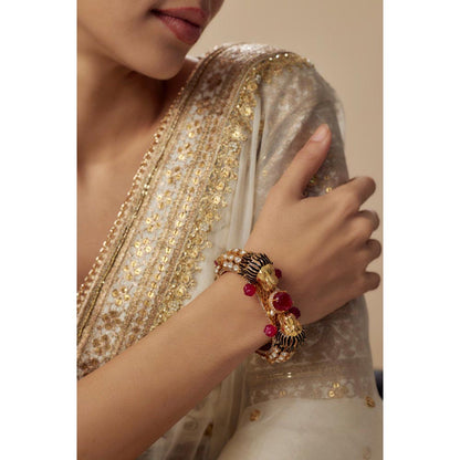 VIVINIA By Vidhi Mehra Florence Gold Plated Red Womens Kundan Polki Kadas