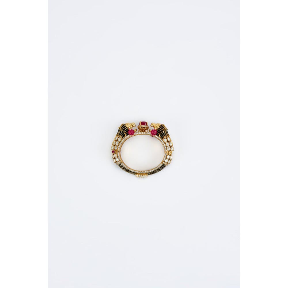 VIVINIA By Vidhi Mehra Florence Gold Plated Red Womens Kundan Polki Kadas