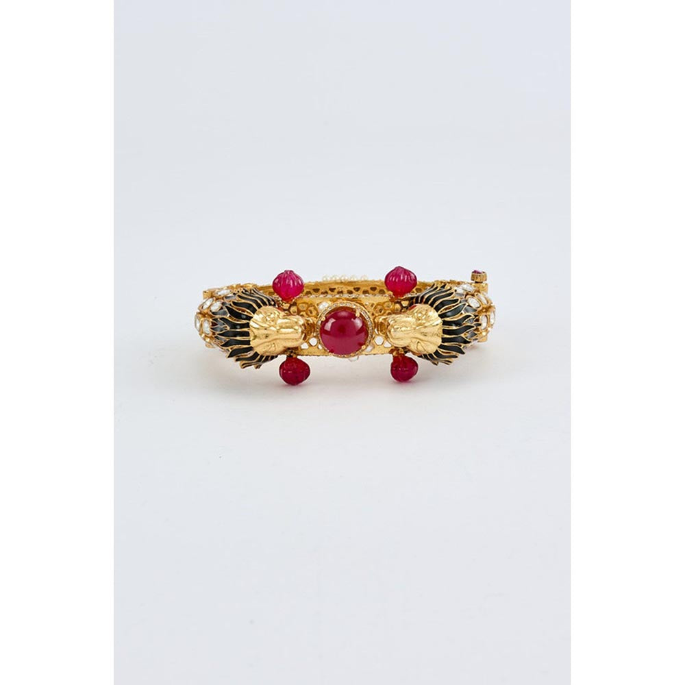 VIVINIA By Vidhi Mehra Florence Gold Plated Red Womens Kundan Polki Kadas