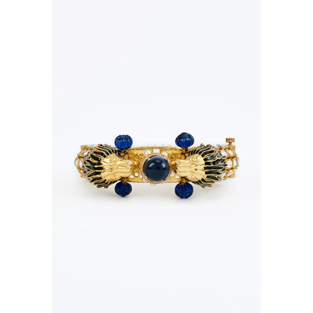VIVINIA By Vidhi Mehra Florence Gold Plated Blue Womens Kundan Polki Kadas