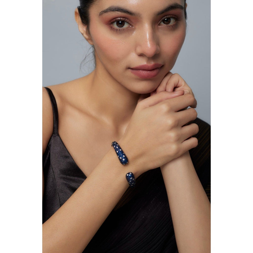 VIVINIA By Vidhi Mehra Zia Silver Plated Blue Womens Zircon Kadas