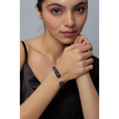 VIVINIA By Vidhi Mehra Zia Silver Plated Blue Womens Zircon Kadas
