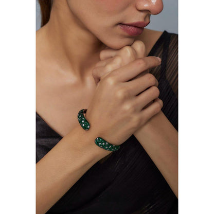 VIVINIA By Vidhi Mehra Zia Silver Plated Green Womens Zircon Kadas