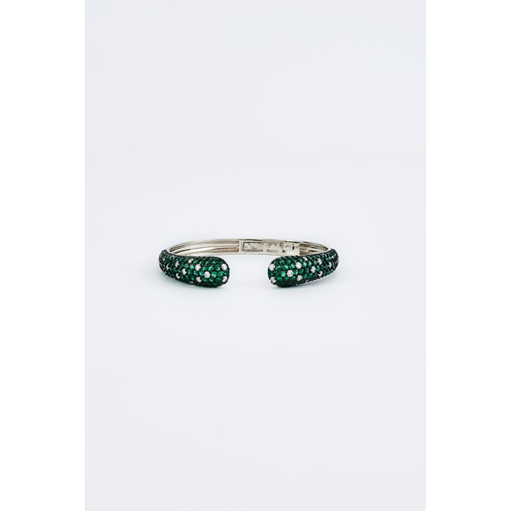 VIVINIA By Vidhi Mehra Zia Silver Plated Green Womens Zircon Kadas