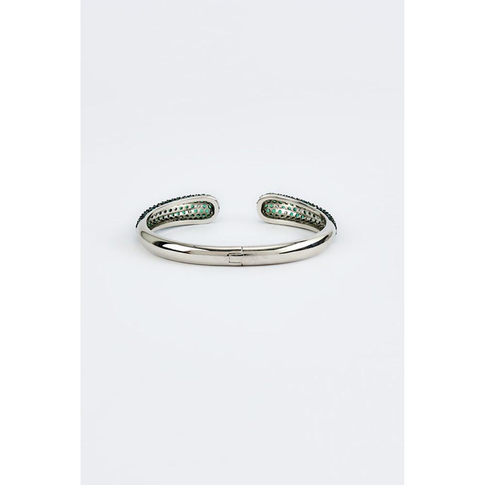VIVINIA By Vidhi Mehra Zia Silver Plated Green Womens Zircon Kadas