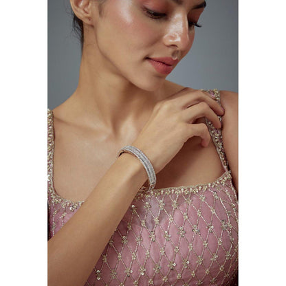 VIVINIA By Vidhi Mehra Zia Silver Plated Zircon Womens Kadas