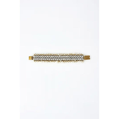 VIVINIA By Vidhi Mehra Burgundy Gold Plated White Kundan Polki Womens Bracelet