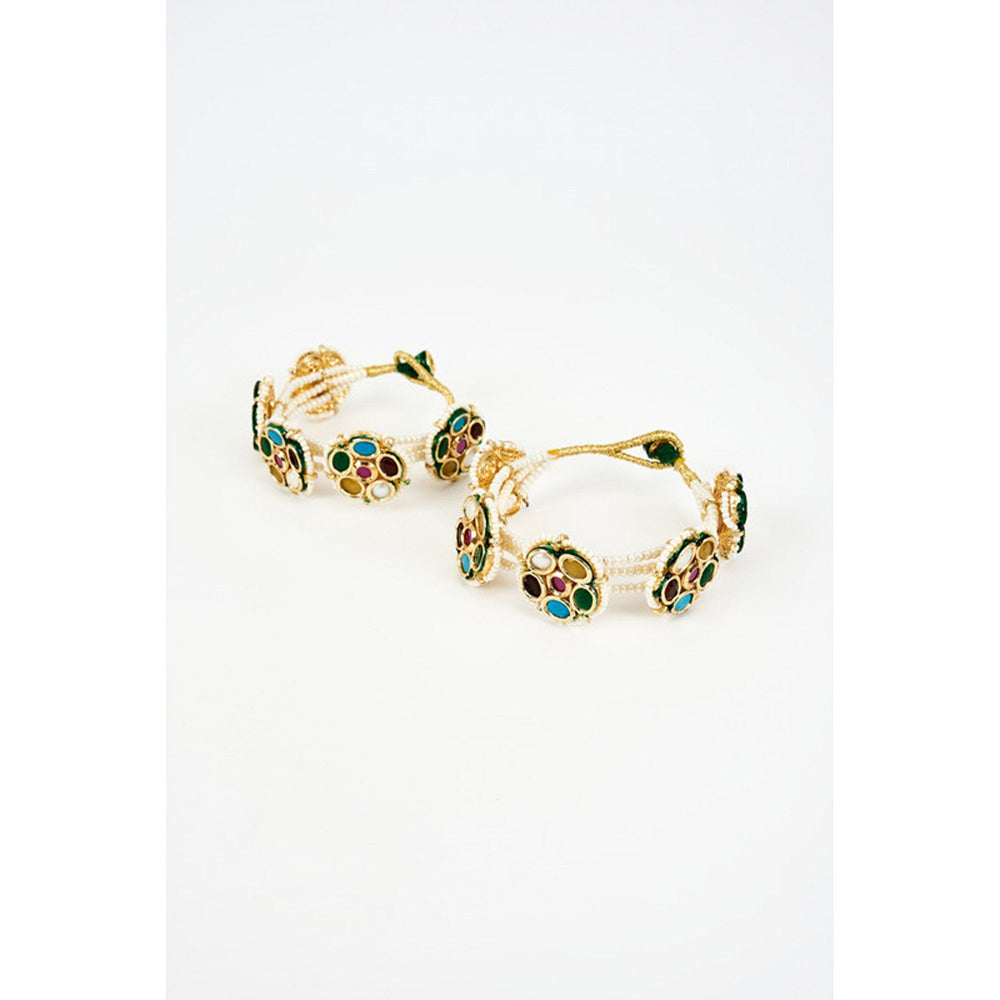 VIVINIA By Vidhi Mehra Saadgi Gold Plated Multicolored Kundan Polki Womens Bracelets
