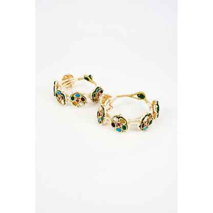 VIVINIA By Vidhi Mehra Saadgi Gold Plated Multicolored Kundan Polki Womens Bracelets