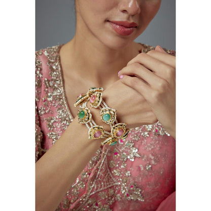 VIVINIA By Vidhi Mehra Saadgi Gold Plated Multicolored Kundan Polki Womens Bracelets